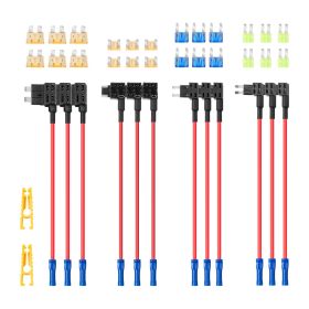 VEVOR Fuse Tap, 24 Packs, 4 Types 12V Car Add-a-Circuit Fuse Tap Adapter, Standard Mini Micro2 and Low Profile Mini Blade Fuses Holder