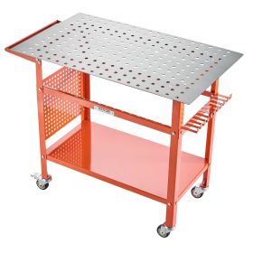 VEVOR Welding Table, 40" x 24" Welding Workbench Table with 800LBS Static Weight Capacity, Movable Steel Work Bench with 4 Wheels (2 with Brake)