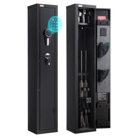 VEVOR Gun Safe, Heavy Duty Cold-Rolled Steel Fireproof Rifle Cabinet with Digital Keypad & Key, Large Long Gun Cabinet with Magazine and LED Ligh